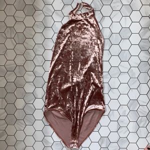 Champagne velvet body suit